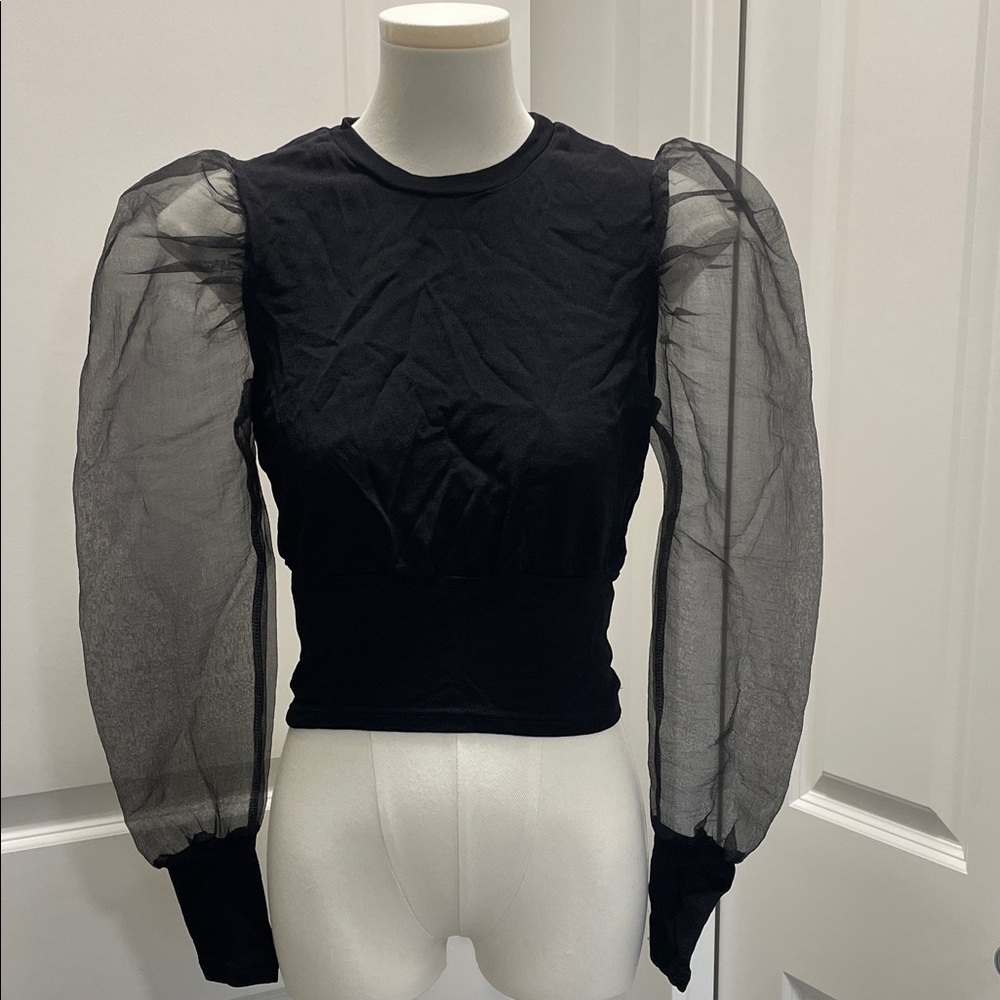 NWOT 🆕 Nasty Gal Black Sheer Sleeve Top